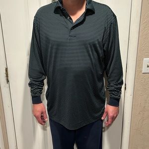 Men’s Tall XL FOOTJOY shirt, long sleeve, navy blue w/ greenish blue stripes